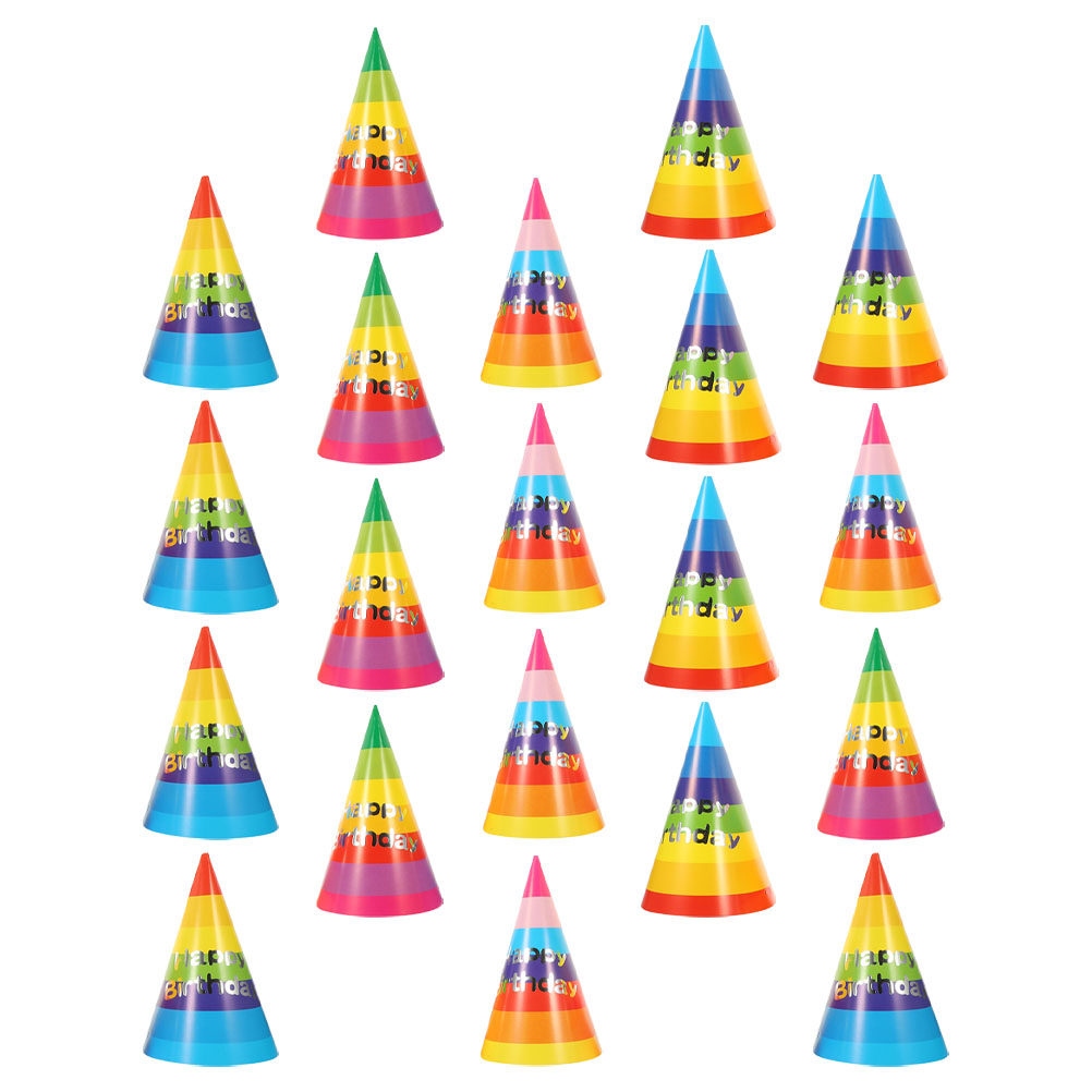 Party Hat Cone - 36 штук разноцветных бумажных шляп-конусов для